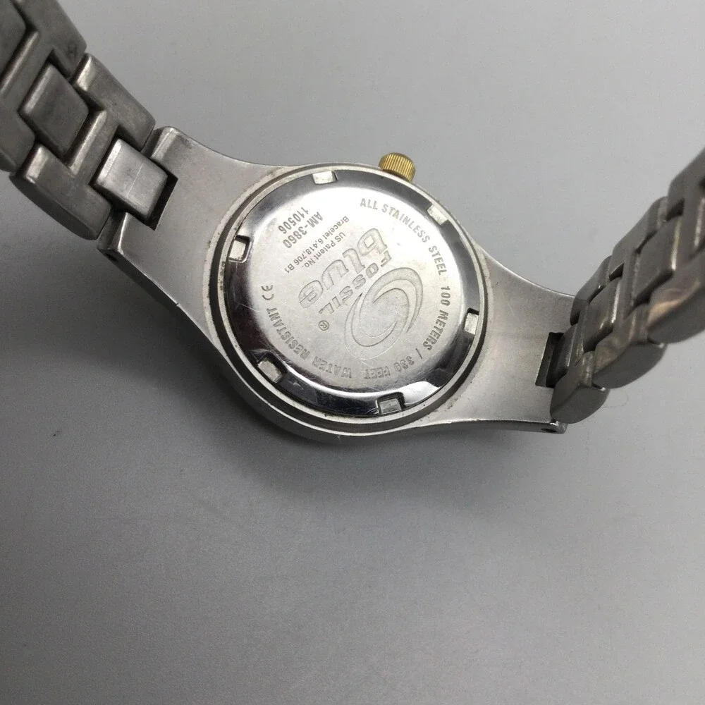 Fossil Blue 100M Womens Watch 25mm White Dial Two Tone Date New Battery 6.25